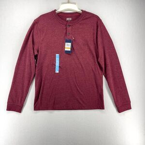 IZOD Saltwater LS Jersey Henley Mountain Henley Velvet Maroon Mens Size S NEW